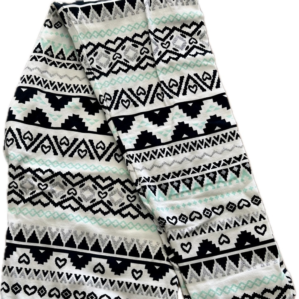 Basic Editions Girls Geometric Glitter Design Comfy Cotton Leggings Size 14/16